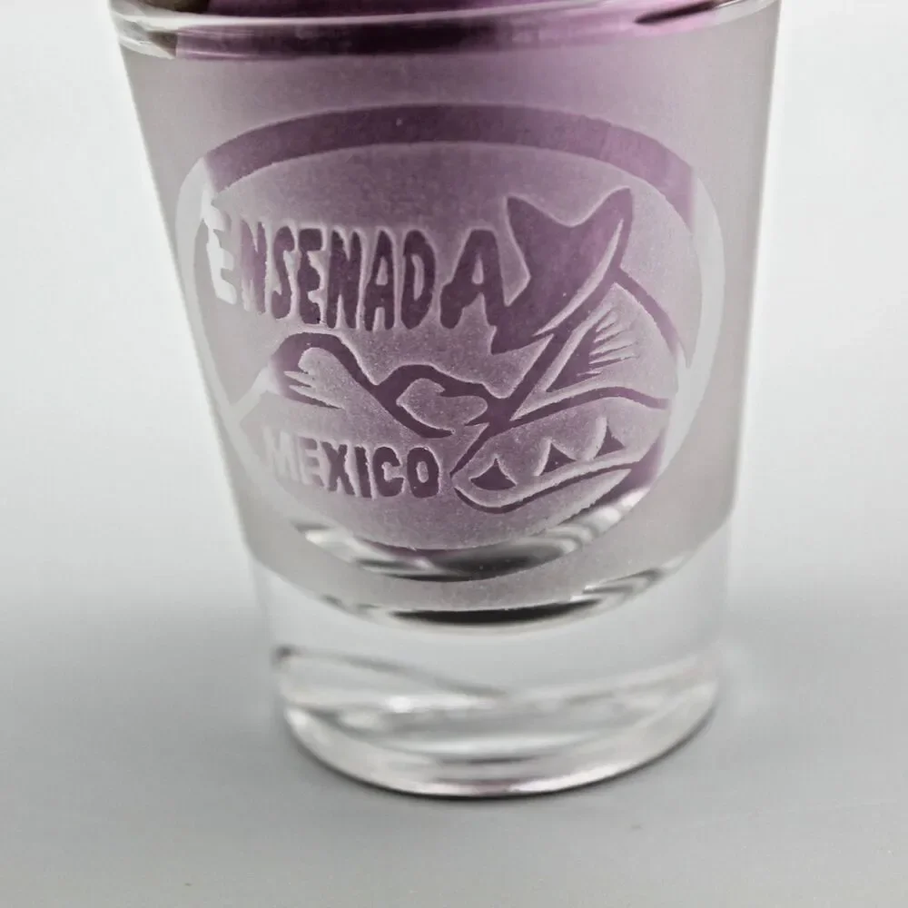 Vintage Ensenada Mexico Shot Glass Sleeping Mexican Etched Design